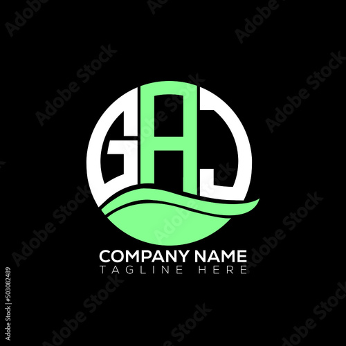 GAJ logo monogram isolated on circle element design template, GAJ letter logo design on black background. GAJ creative initials letter logo concept. GAJ letter design.