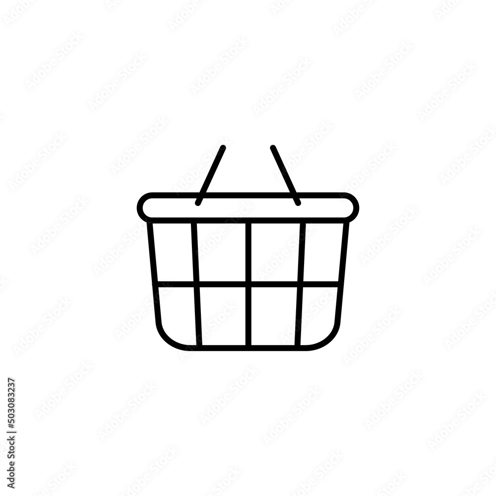 shopping basket icon, line, outline vector sign, linear style pictogram isolated on white. Symbol, logo illustration eps 10