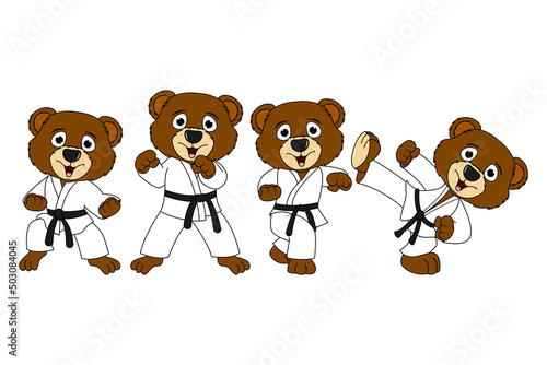 cute bear animal cartoon karate