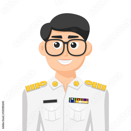 Thailand government officer in simple flat vector. personal profile icon or symbol. people concept vector illustration.