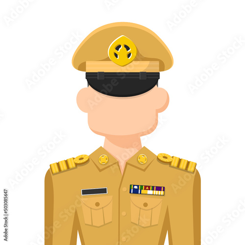 Thailand government officer in simple flat vector. personal profile icon or symbol. people concept vector illustration.