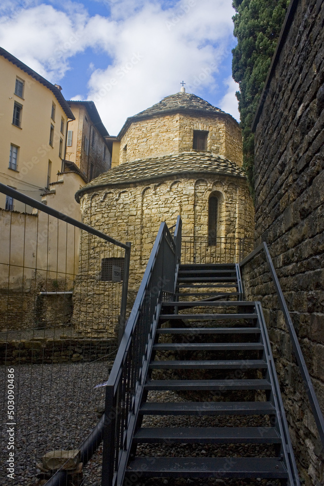 Tempietto di Santa Croce - octagonal romanesque chapel in the Upper Town of Bergamo