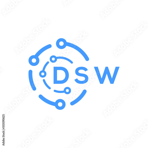 DSW technology letter logo design on white  background. DSW creative initials technology letter logo concept. DSW technology letter design.
 photo