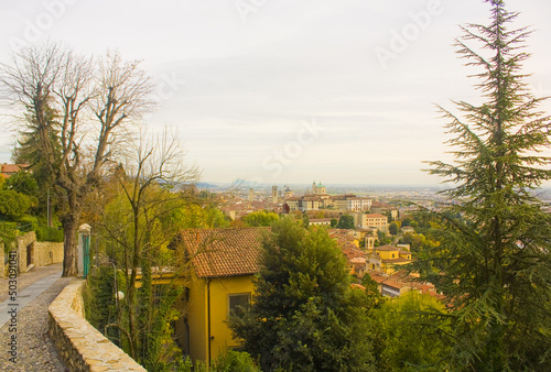 Cityscape of Upper Town (Old Town) in Bergamo