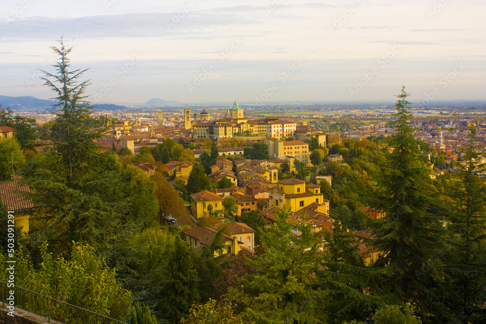 Panoramic view of Bergamo from the castle walls