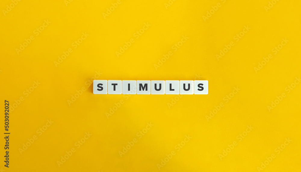 Stimulus Word and Banner. Letter Tiles on Yellow Background. Minimal Aesthetics. Stimulus Word and Banner. Letter Tiles on Yellow Background. Minimal Aesthetics.