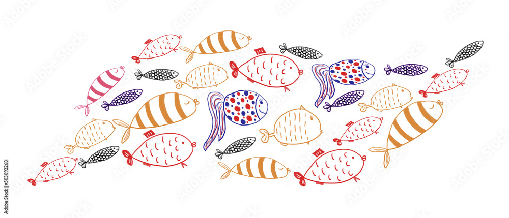 Colorful fish on a white background