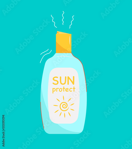 Sunscreen product with spf for body in summer vacation.