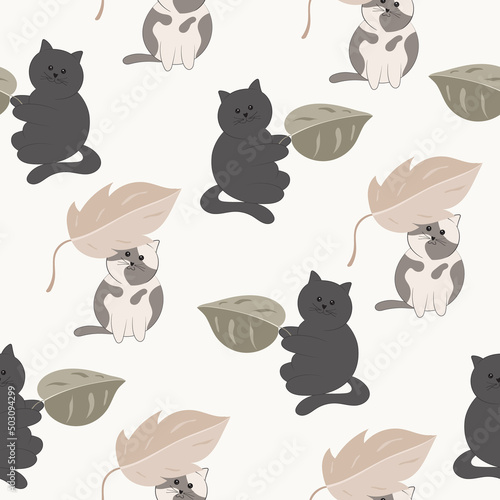 Fototapeta Naklejka Na Ścianę i Meble -  seamless pattern with cute cats animal background