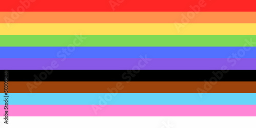 June Pride Parade banner of LGBTQ+ Lesbian, gay, bisexual, transgender & Queer organization. Vector Illustration of colorful pattern new Social Justice. Progress rainbow pride flag.