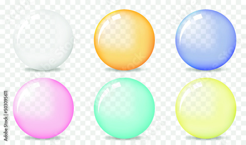 Transparent colored bubbles. Vector illustration.