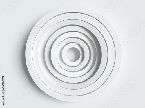 White circles on a white background. 3d illustration