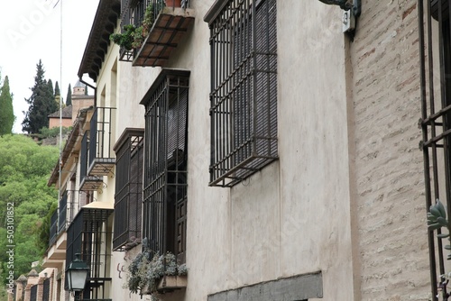 Old Fashion Street in Europe with Bars on the Windows