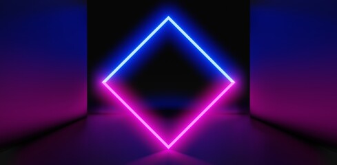 abstract backgound video game of scifi gaming cyberpunk, vr virtual reality simulation and metaverse, scene stand pedestal stage, 3d illustration rendering, futuristic neon glow room