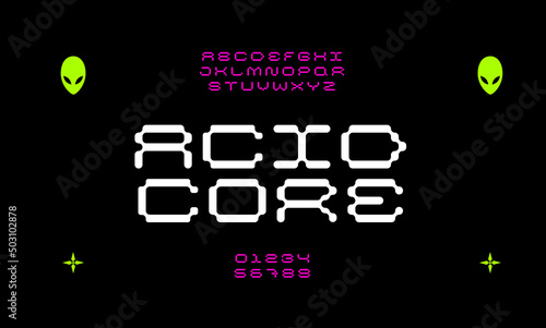 Acid modern type design. Vector alphabet stylish font