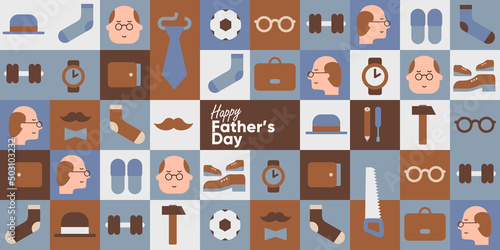 Happy father's day. Vector pattern. Holiday background. Modern flat style.