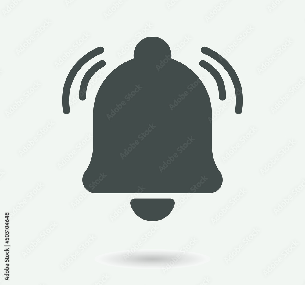 Notification alarm icon. Grey bell silhouette on light background. Vector image Notification alarm icon. Grey bell silhouette on light background. Vector image