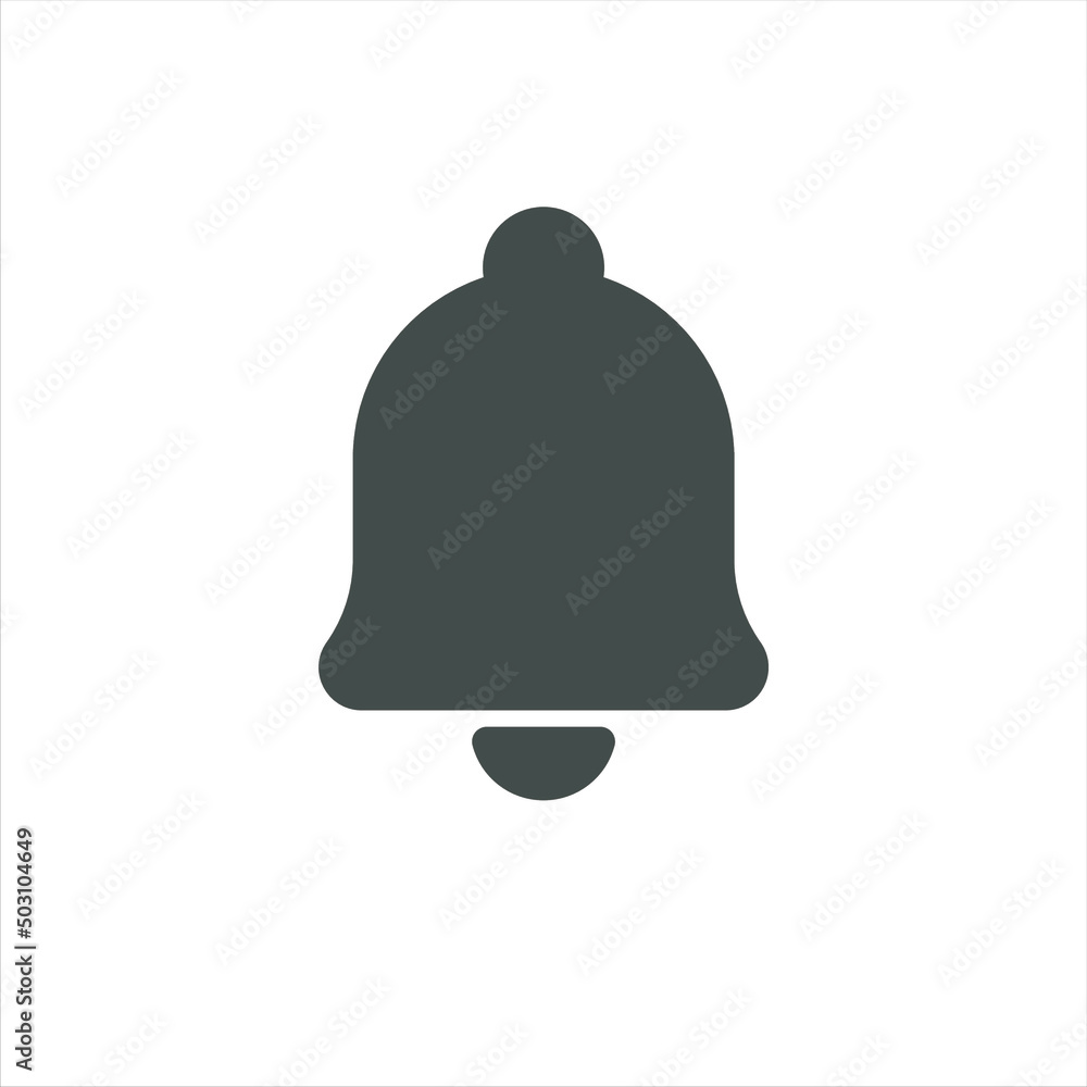 Notification alarm icon. Grey bell silhouette on light background. Vector image Notification alarm icon. Grey bell silhouette on light background. Vector image