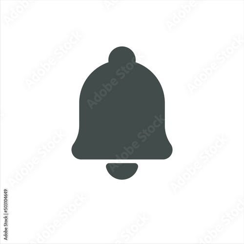 Notification alarm icon. Grey bell silhouette on light background. Vector image