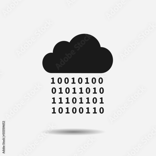 Digital cloud flat icon. Symbol of open source, big data and developing software.