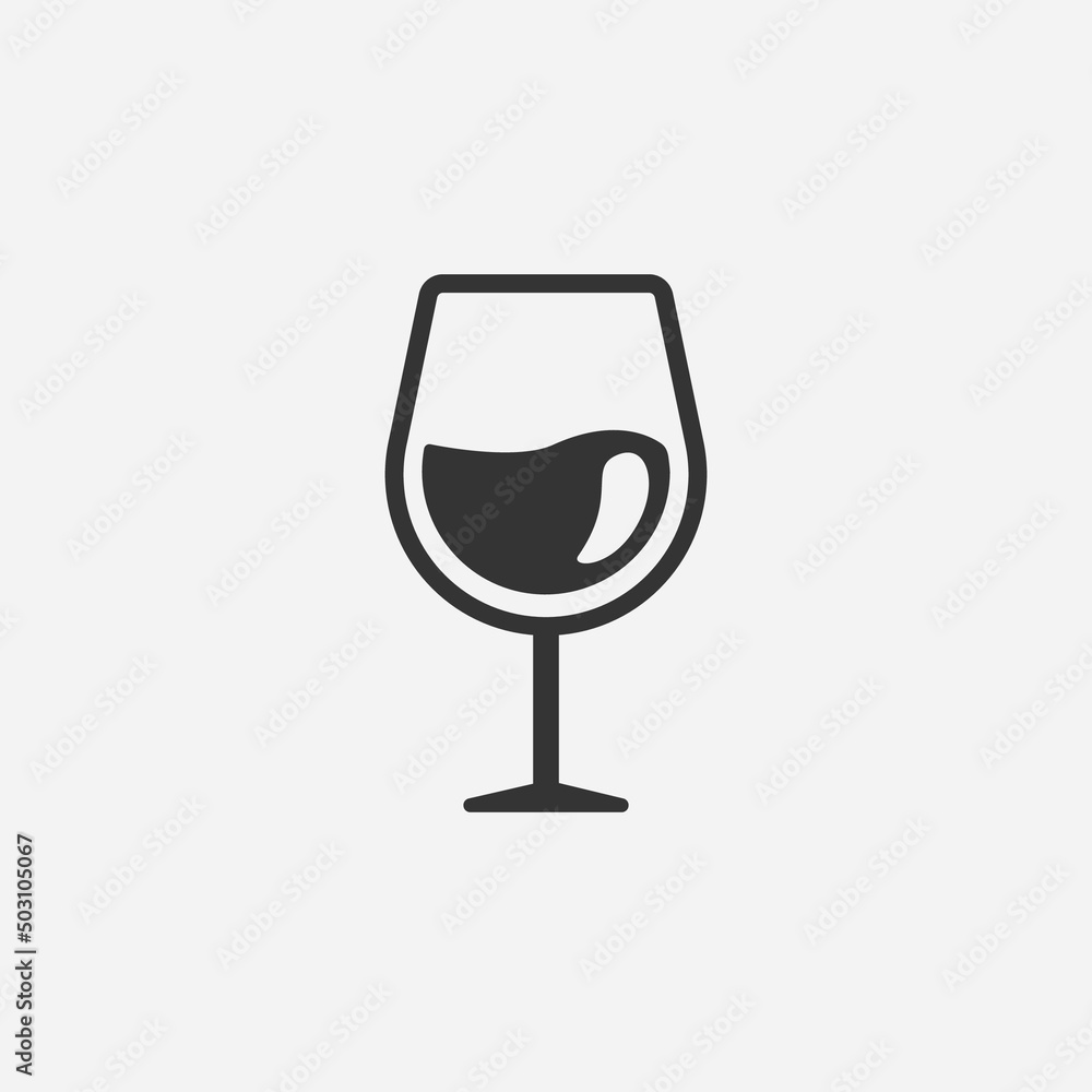 Wine in glass icon. Flat vector illustration Wine in glass icon. Flat vector illustration