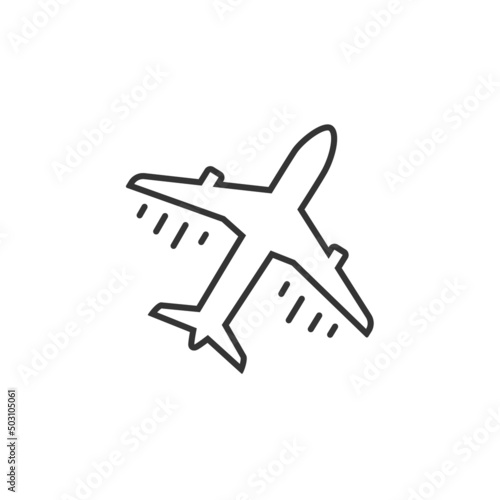 Grey flat plane icon. Concept of tourism and flights. Vector illustration