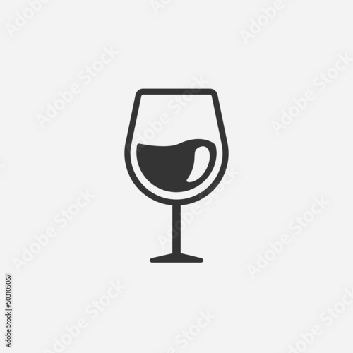 Wine in glass icon. Flat vector illustration