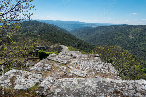 Muralha exterior na antiga Vila amuralhada e castelo de Ansiães em Trás os Montes, Portugal photo