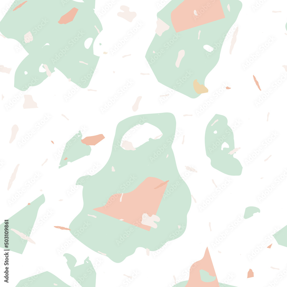 Fototapeta premium Terrazzo seamless pattern. Earthy minimalistic