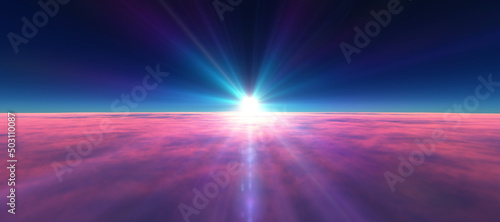 Fototapeta Naklejka Na Ścianę i Meble -  above clouds fly sunset sun ray