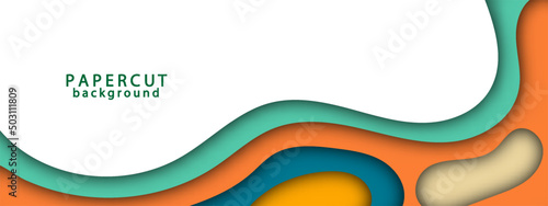 Banner paper cut wave design. vector abstract background. layout blank use for text message presentations.wave color wallpaper, poster, layout, card, form.