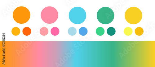  Vibrant Rainbow spring/ summer color palette collection with gradient for web/ fashion/ illustration/ art