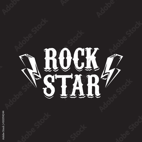vintage yellow rock star print isolated on grunge grey background. Vector Grunge Rock star emblem,logo and label concept design template for printing on t shirt
