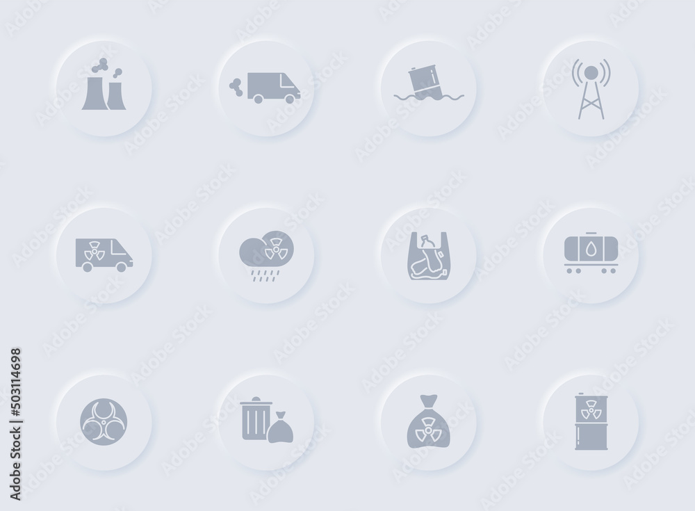 pollution gray glyph icons on round rubber buttons. pollution vector icons for web, mobile apps, ui design and promo business polygraphy pollution gray glyph icons on round rubber buttons. pollution vector icons for web, mobile apps, ui design and promo business polygraphy