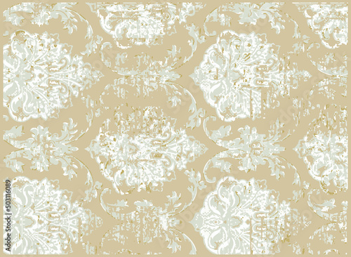 Vector Earth Modern tone colors with Carpet bathmat and Rug Boho style ethnic floral damask design pattern with distressed woven texture and effect Antique traditional  rug pattern floor covering 