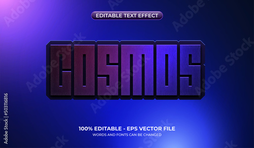 Futuristic gradient cosmos text effect. Realistic steel font effect. Robot graphic styles. Editable scient fiction text
