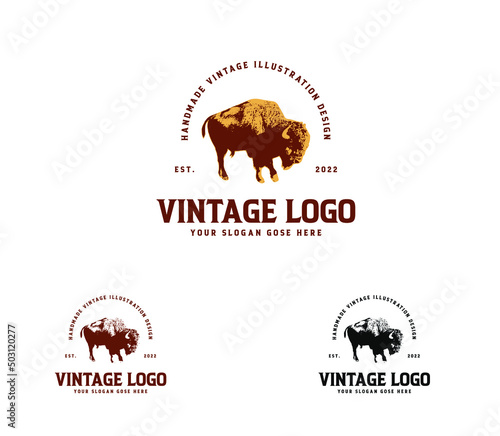 vintage bison logo design 