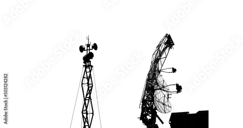 Contour air defense radars of military mobile anti aircraft systems, modern army industry on a white background, Russia