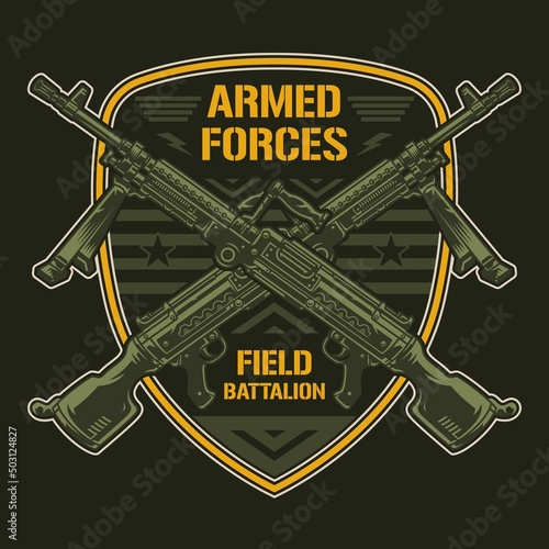 Armed forces colorful vintage element