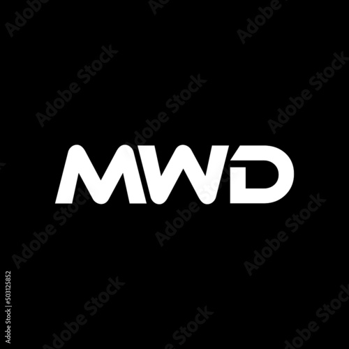 MWD letter logo design with black background in illustrator, vector logo modern alphabet font overlap style. calligraphy designs for logo, Poster, Invitation, etc.