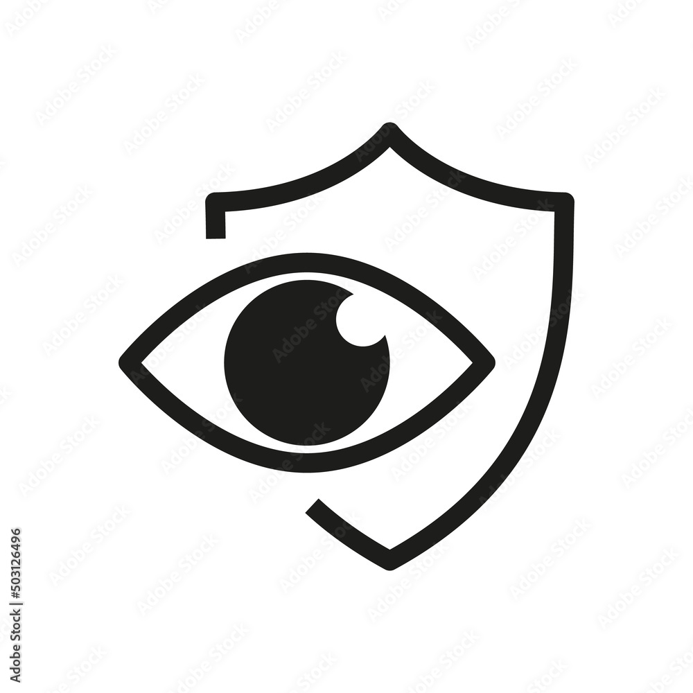 Shield with eyes icon. Eye protection. Safety sign eye protection