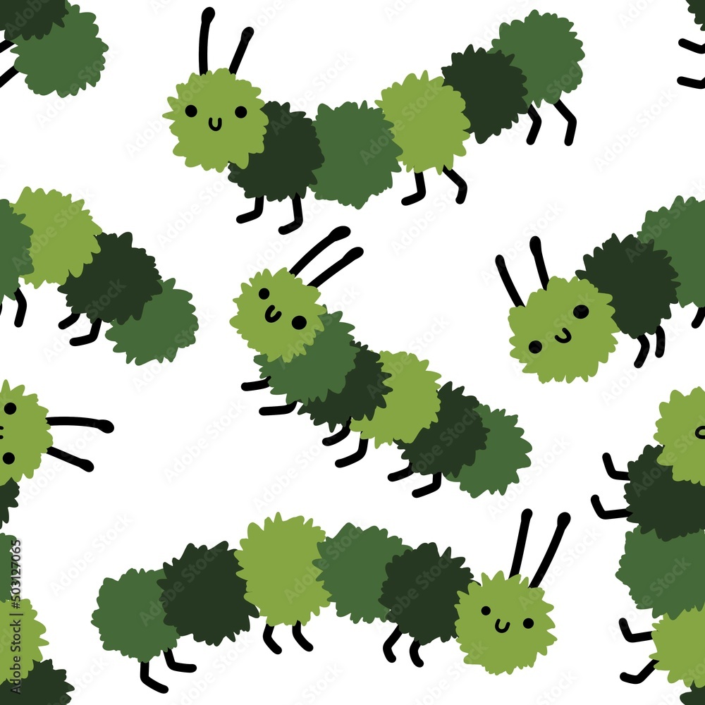 Kids seamless cartoon caterpillar pattern for fabrics and textiles and packaging and gifts and hobbies Kids seamless cartoon caterpillar pattern for fabrics and textiles and packaging and gifts and hobbies