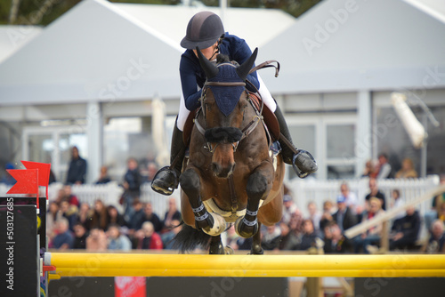 Fototapet view on an equestrian show jumping competition