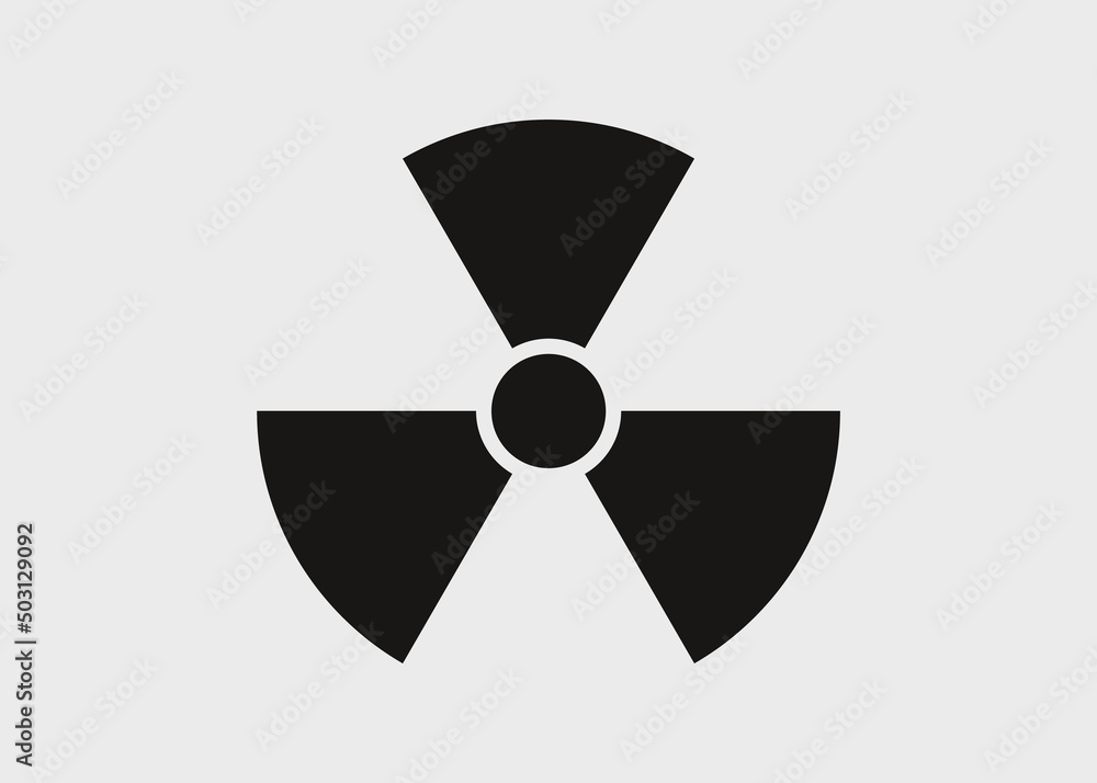 Black nuclear danger icon. Atomic sign with black stripes Black nuclear danger icon. Atomic sign with black stripes