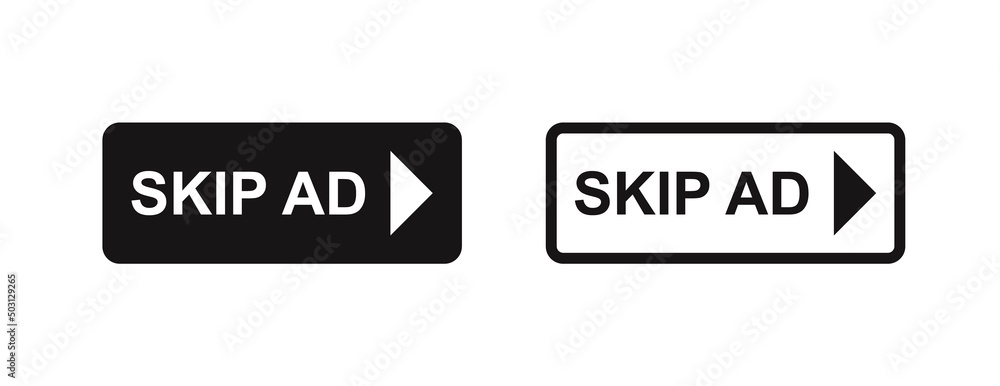 Skip ad button. An arrow icon to scroll Skip ad button. An arrow icon to scroll