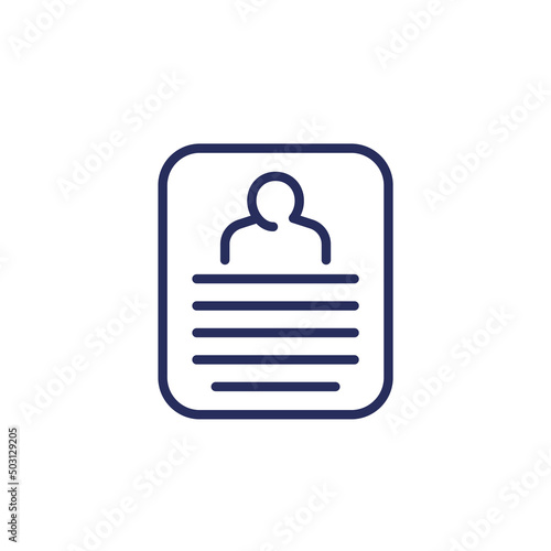 account info or personal data line icon