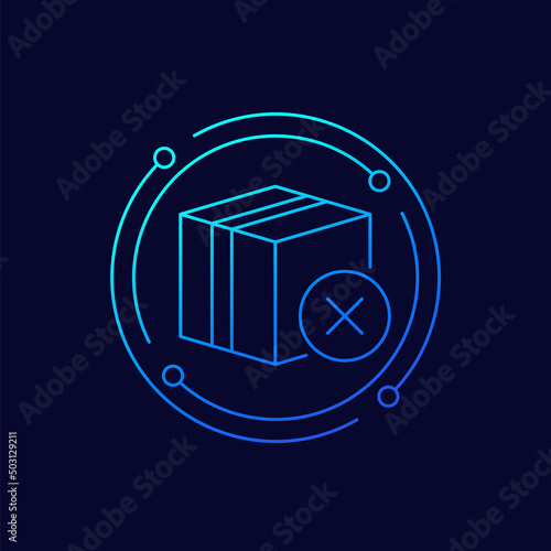 cancel order line vector icon with a parcel