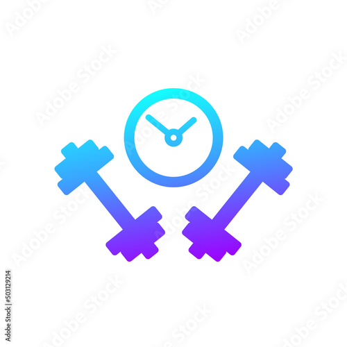 training or workout time icon on white
