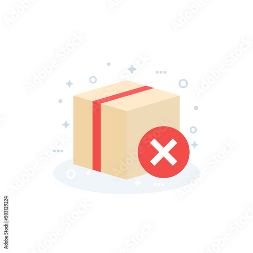 cancel order vector icon with a parcel
