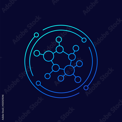decentralization, decentralized structure icon, linear design